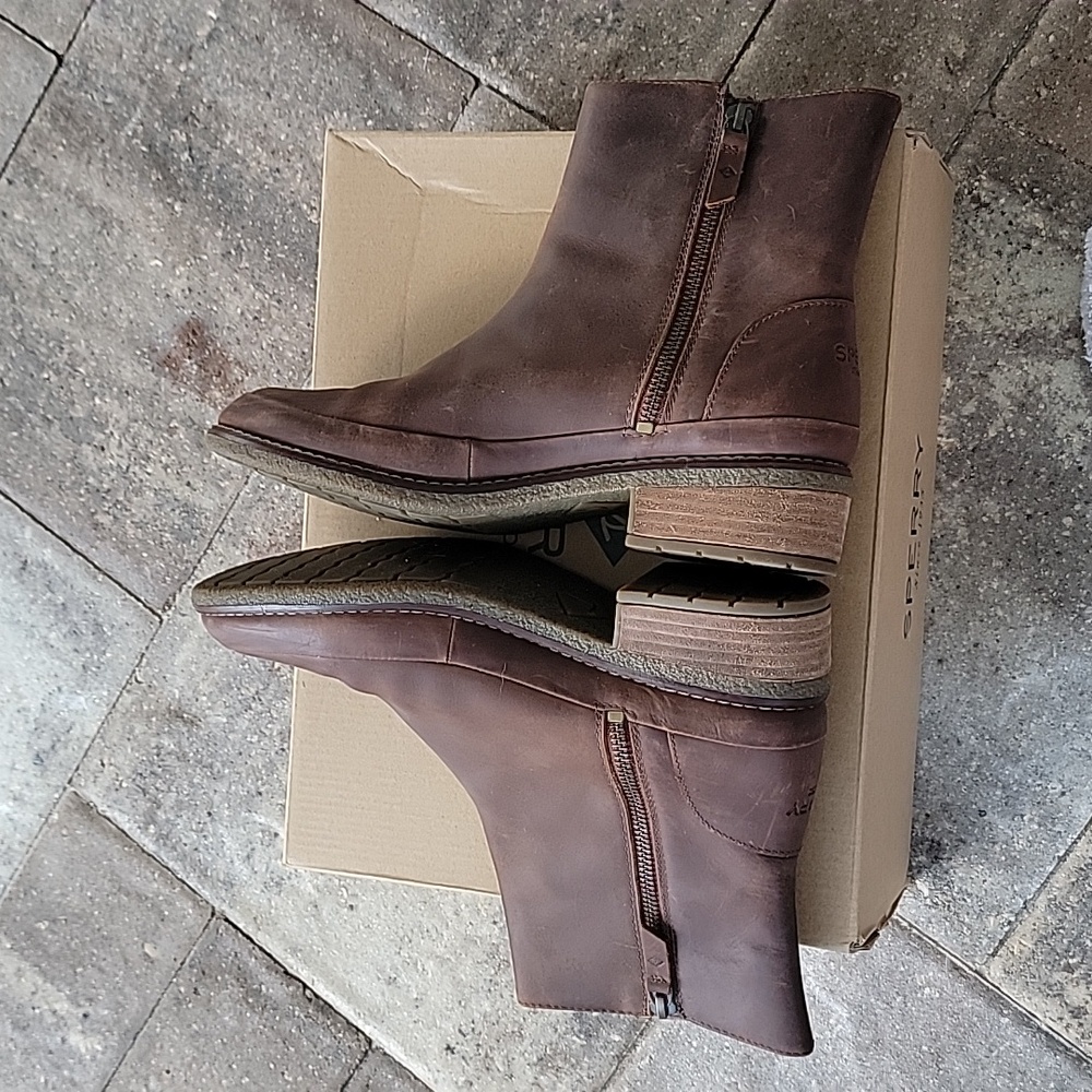 Sperry Top Sider Seaport Storm Mid Bootie Dark Brown Sz 8.5 With Box - Picture 5 of 14